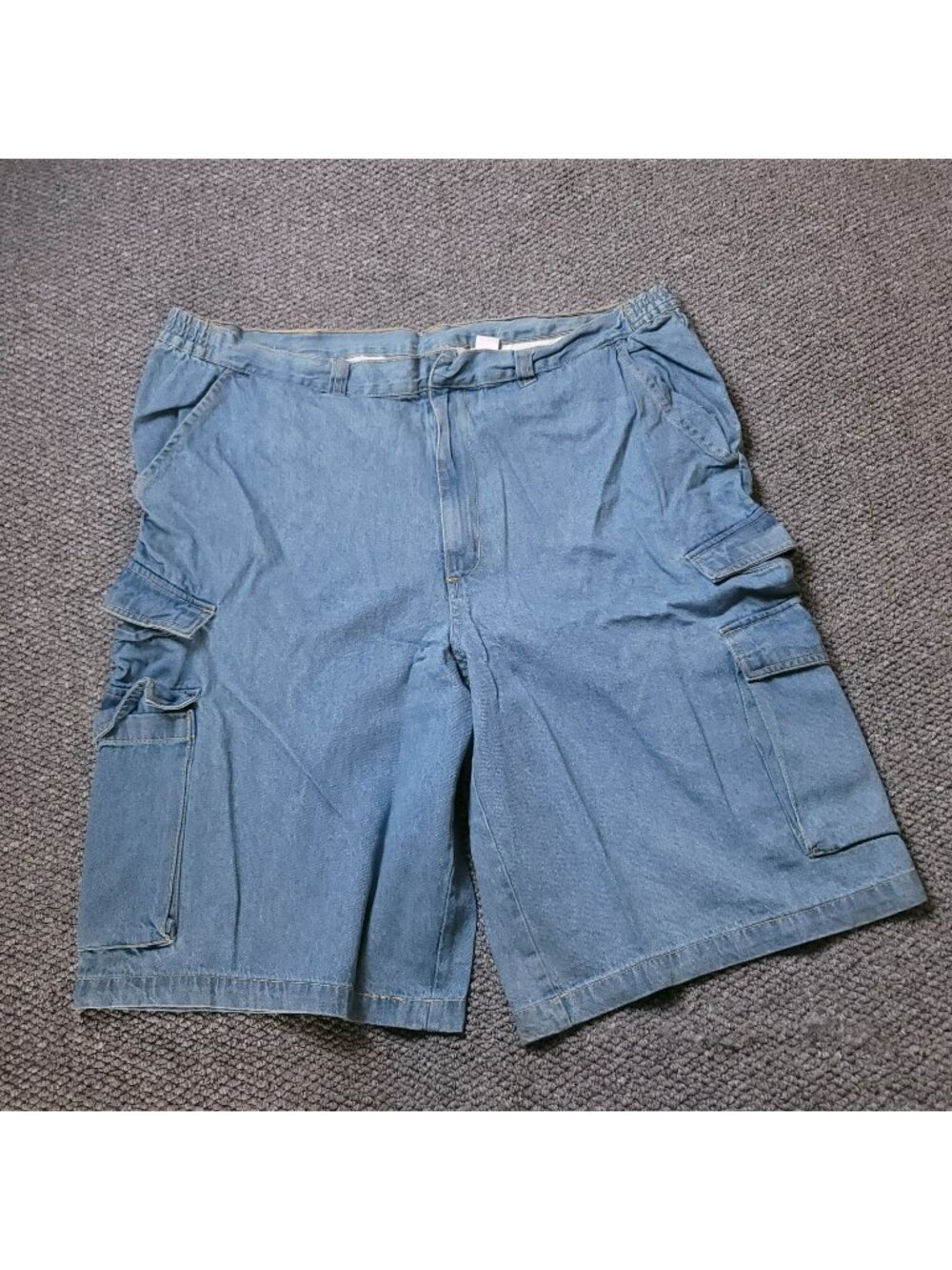 KingSize Cargo Jean Shorts Mens 46 Big Tall Elastic Blue Jorts Cotton Denim y2K